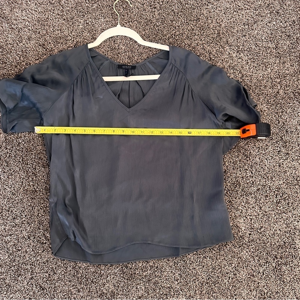 Bobi Black Dusty Jade Blouse Small Dolman Sleeve V-Neck Lightweight Dressy Top - Picture 8 of 8